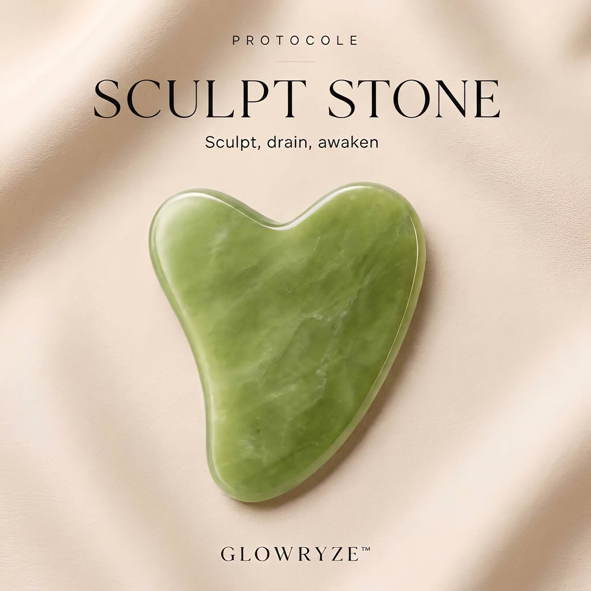 GLOWRYZE Sculpt Stone jade gua sha tool for jawline and cheekbone sculpting