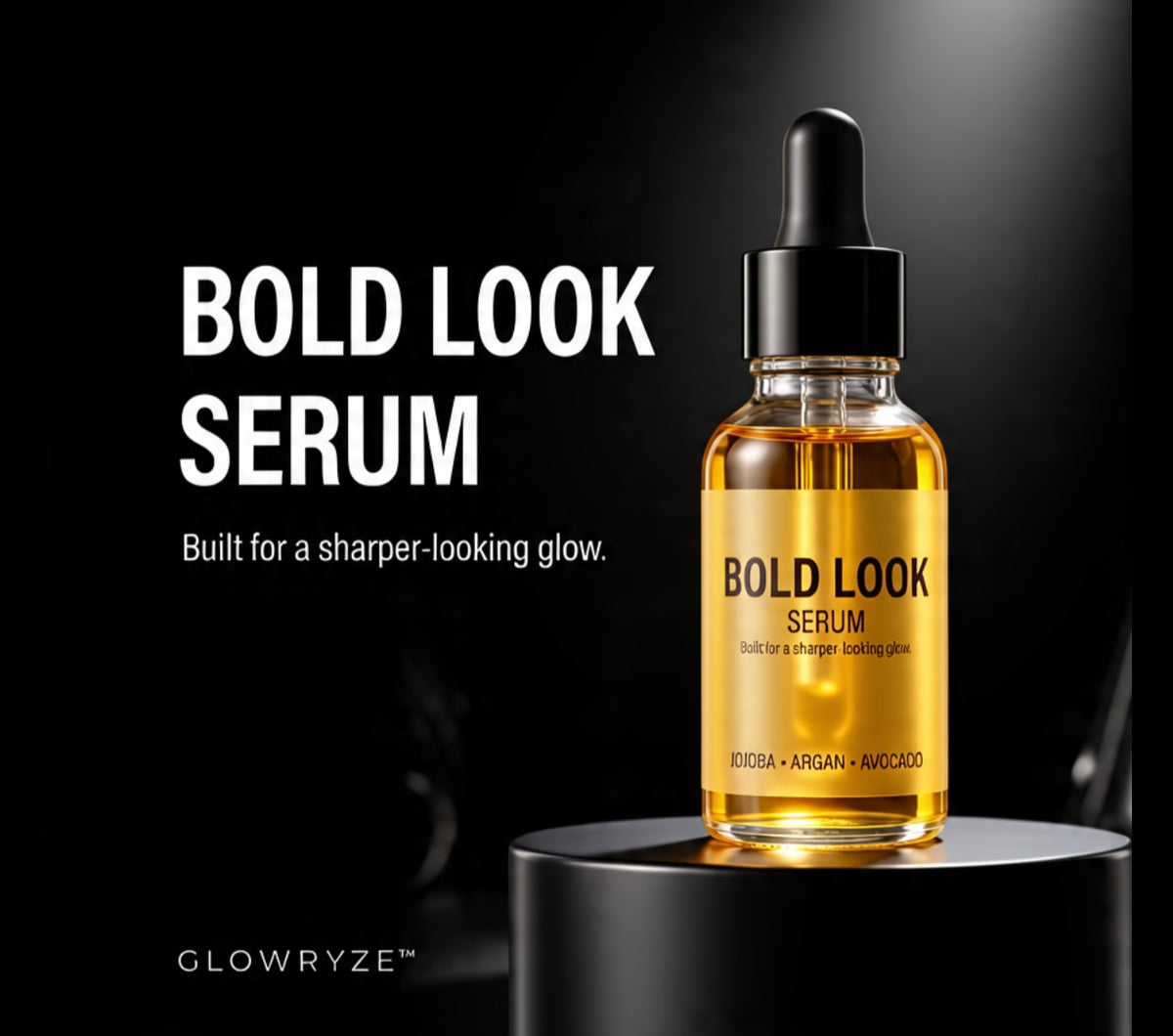 GLOWRYZE Bold Look Serum dropper bottle for brighter skin tone and glow